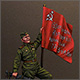 Гвардии ефрейтор пехоты Красной Армии с флагом