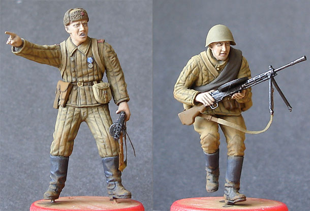 Figures: Red Army leutnant and machine gunner