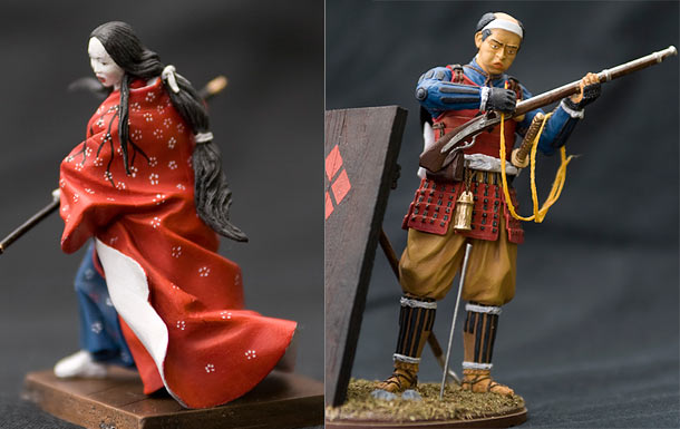Figures: Samurai Woman and Ashigaru 