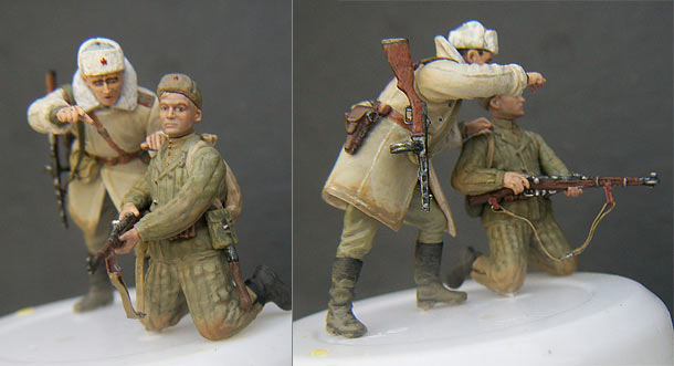 Figures: Red Army private and officer