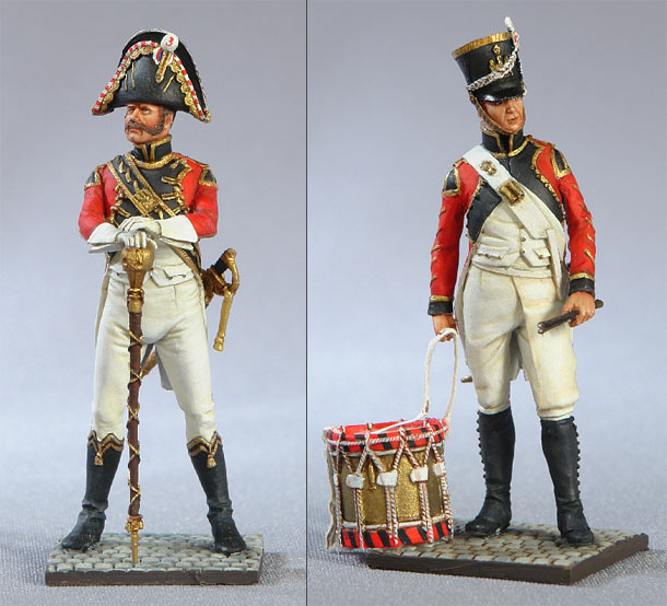 Фигурки: Тамбур-мажор и барабанщик швейцарской пехоты, 1812