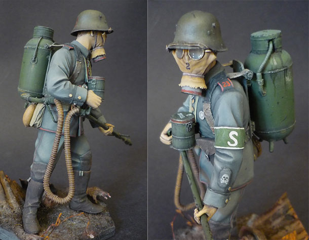 Figures: Flamethrower operator, 23rd reserve div., 1916