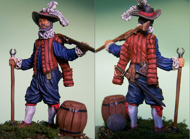 Figures: English veteran musketeer, 1588