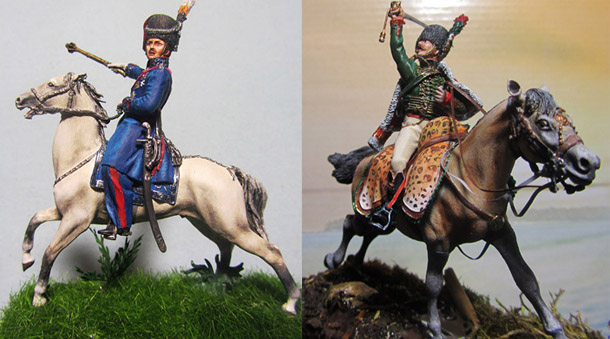 Figures: Ataman Platov and chasseurs officer of Emperor's Guard