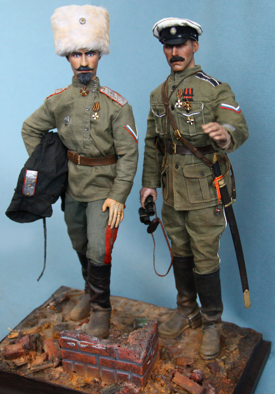 Фигурки: Генерал-лейтенант С.Л.Марков и капитан 1го офицерского полка. Ледовый поход, 1918, фото #2