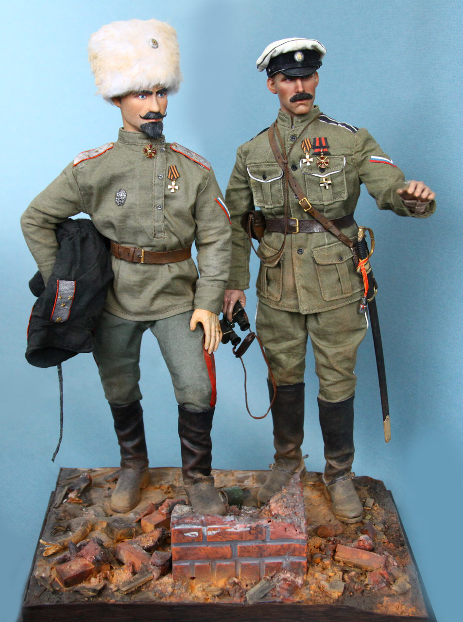 Фигурки: Генерал-лейтенант С.Л.Марков и капитан 1го офицерского полка. Ледовый поход, 1918, фото #5