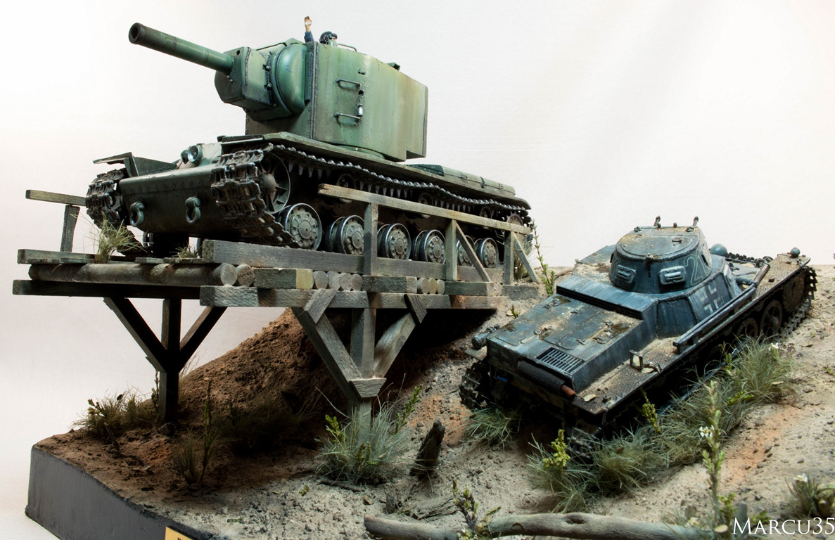 Dioramas and Vignettes: Break a leg. KV-2 and Pz.I, photo #1