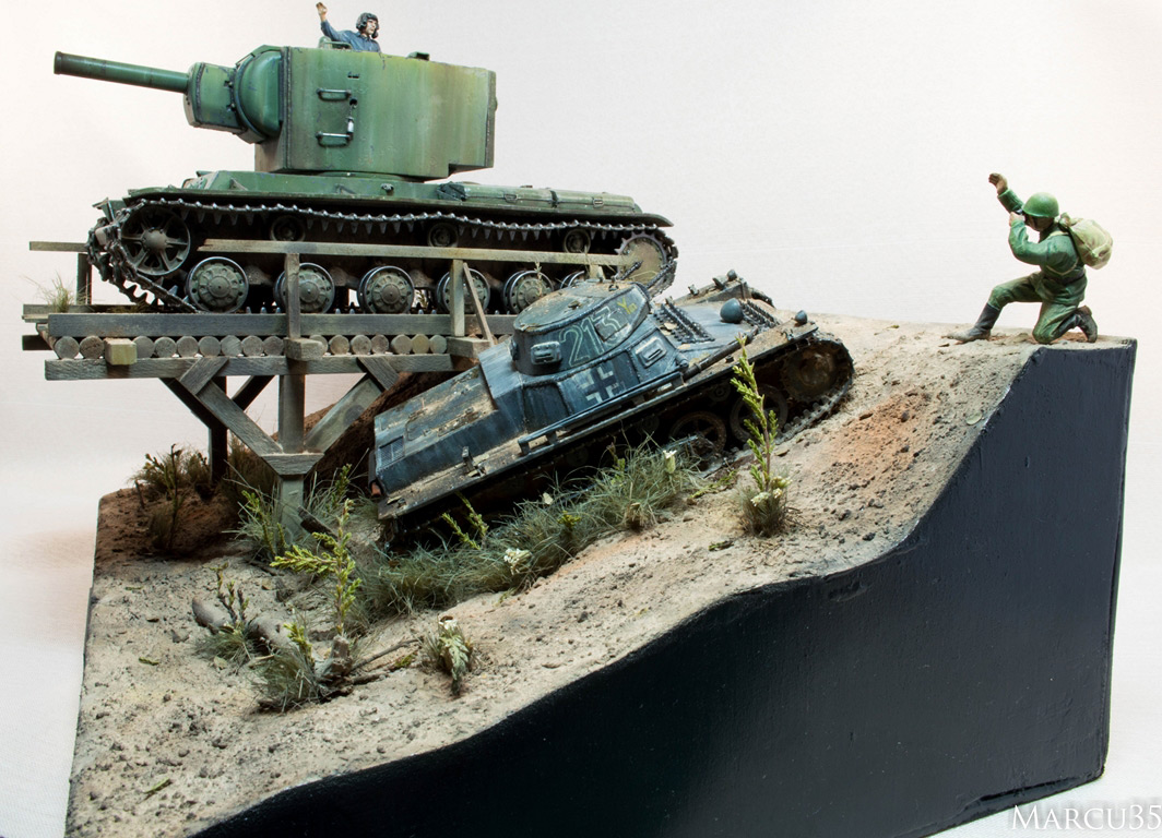 Dioramas and Vignettes: Break a leg. KV-2 and Pz.I, photo #3