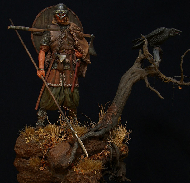 Figures: Viking with raven