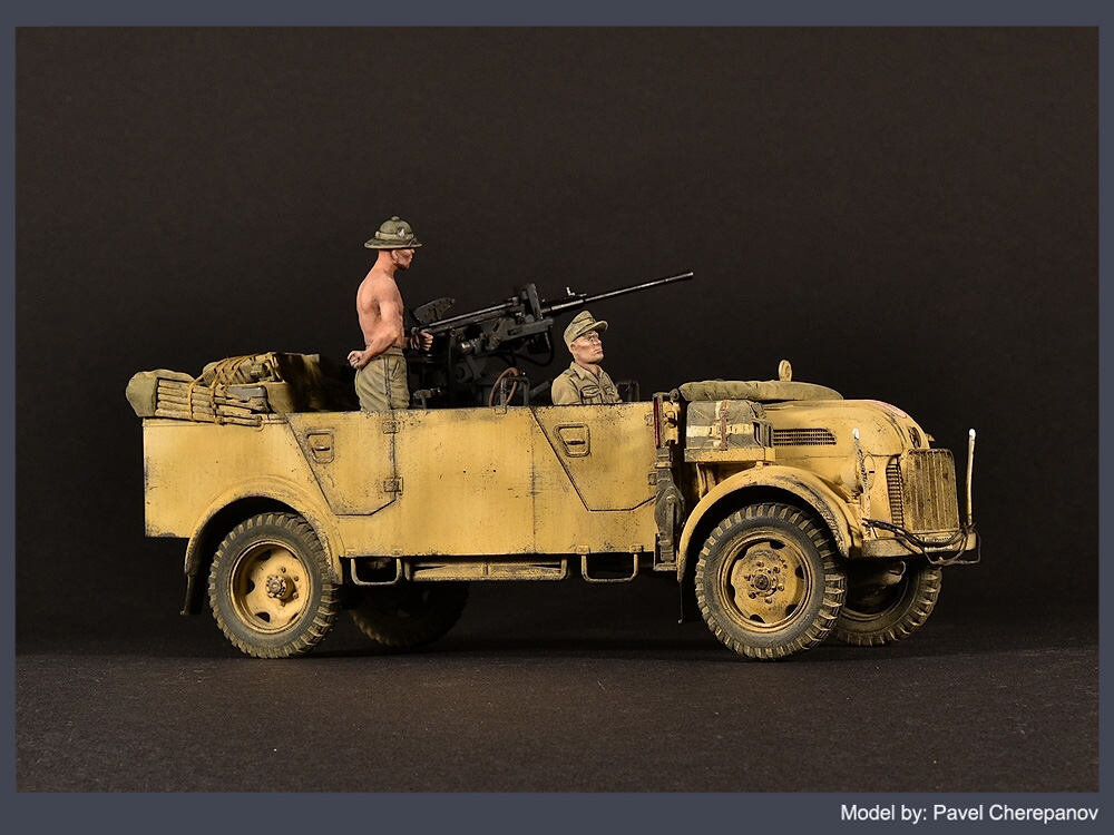 Dioramas and Vignettes: Steyr 1500A with 20mm AA gun, photo #14