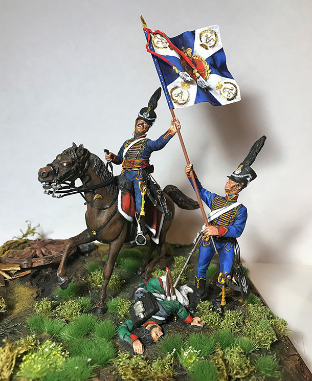 Dioramas and Vignettes: Captured flag. 10 Polish hussars, Russia 1812