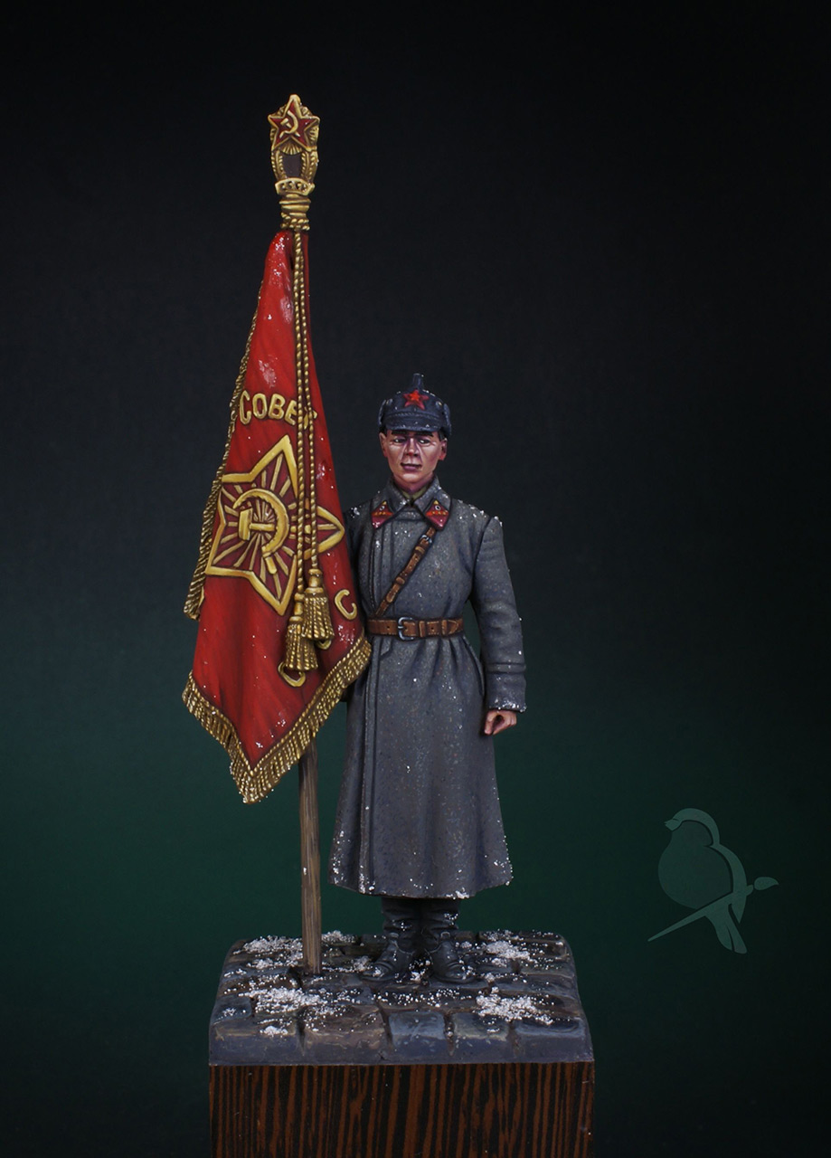 Фигурки: Ст. сержант РККА со знаменем, 1941 г., фото #1