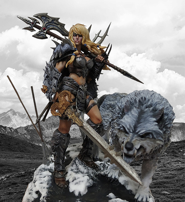 Figures: Female warrior with the wolf