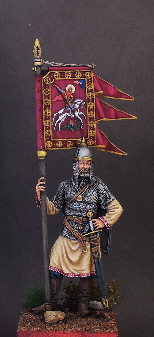 Figures: Russian warrior with St.George's standard, 11-13th AD, photo #1