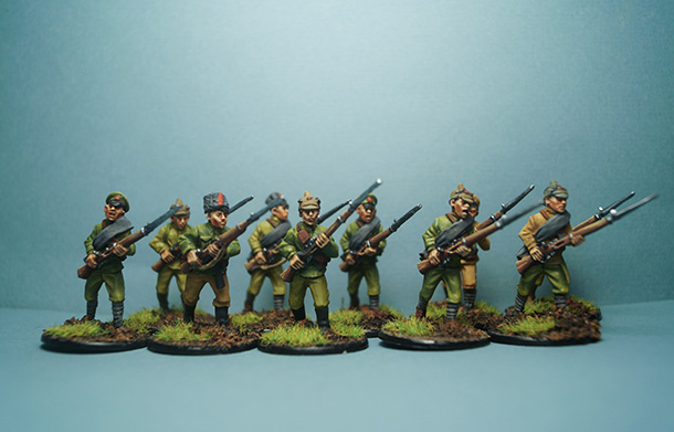 Figures: Red Army platoon, civil war in Russia
