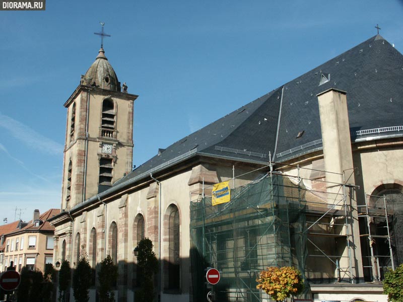 Town church, Sarreguemines, Lorraine, France (Library Diorama.Ru)